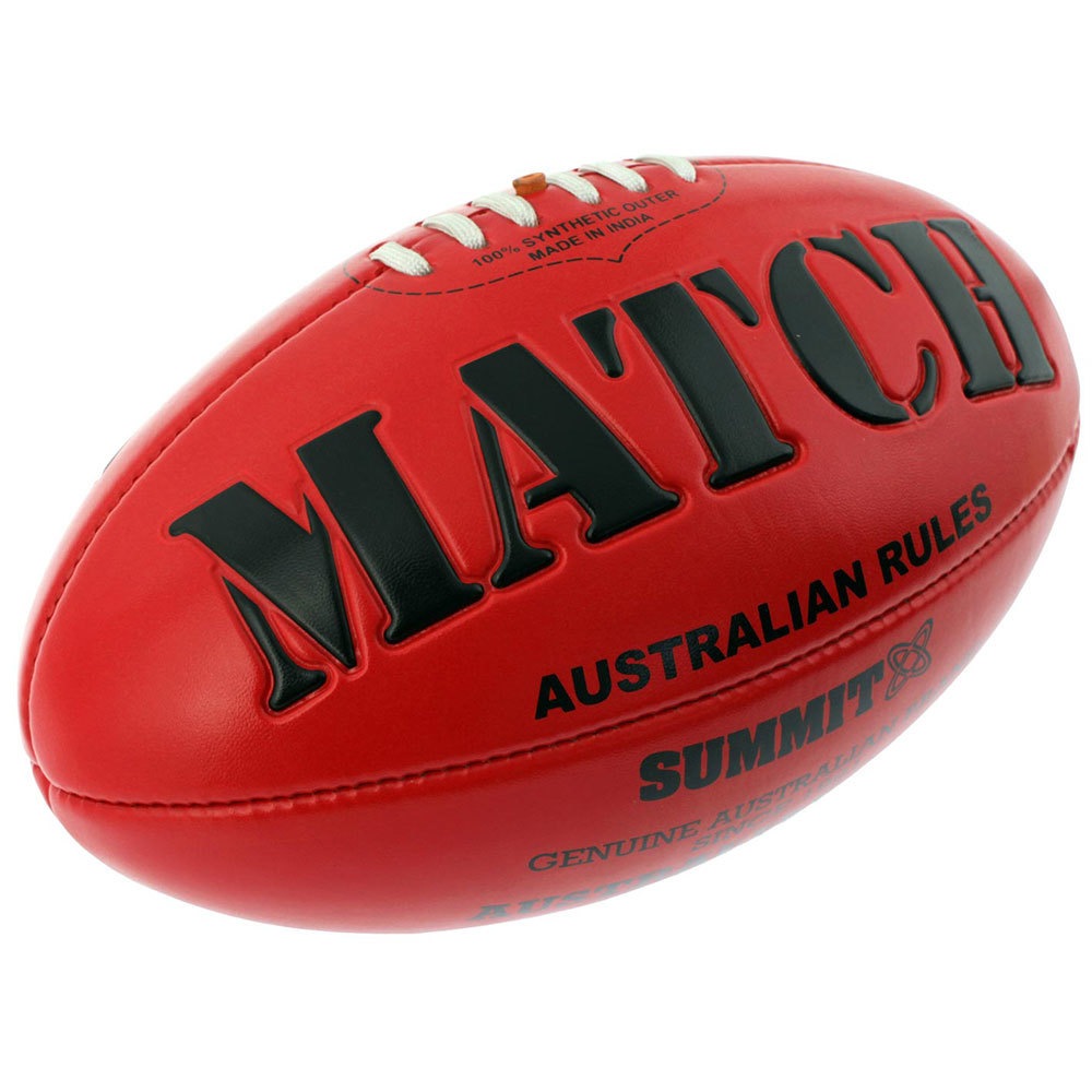 Match AFL Ball Embossed Red Australian Rules Football Game Size