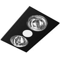 Sunair 3-in-1 2 Globe Bathroom 37cm Heater Exhaust Fan w/ 8W LED Downlight Black