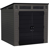 Suncast Modernist Resin Storage Shed Outdoor Garden Store Cabin 7x7FT Peppercorn