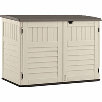 Suncast The Stow-Away Horizontal Resin Storage Shed Outdoor Cabin 4x5FT Vanilla