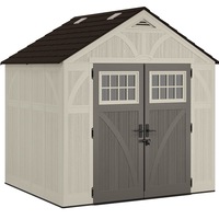 Suncast Tremont Resin Storage Shed Outdoor Garden Store Cabin 8x7FT Vanilla
