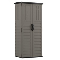 Suncast Vertical Resin Storage Shed Outdoor Garden Store Cabin 6x2FT Stoney