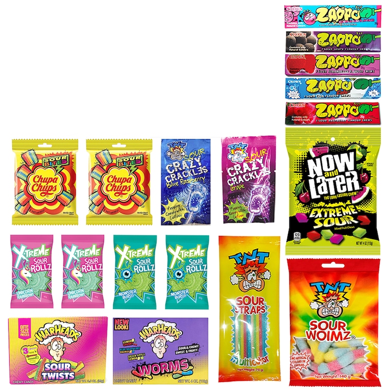 Buy Super Sour Showbag Snakes/Gummy/Lollies/Crackles Fruit Flavour ...