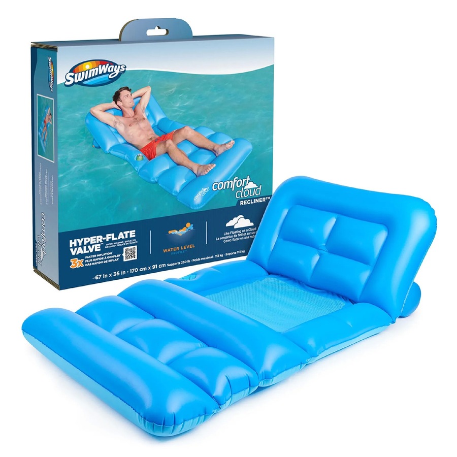 Buy Swimways Comfort Cloud Recliner Inflatable Floating Pool Bed Raft ...