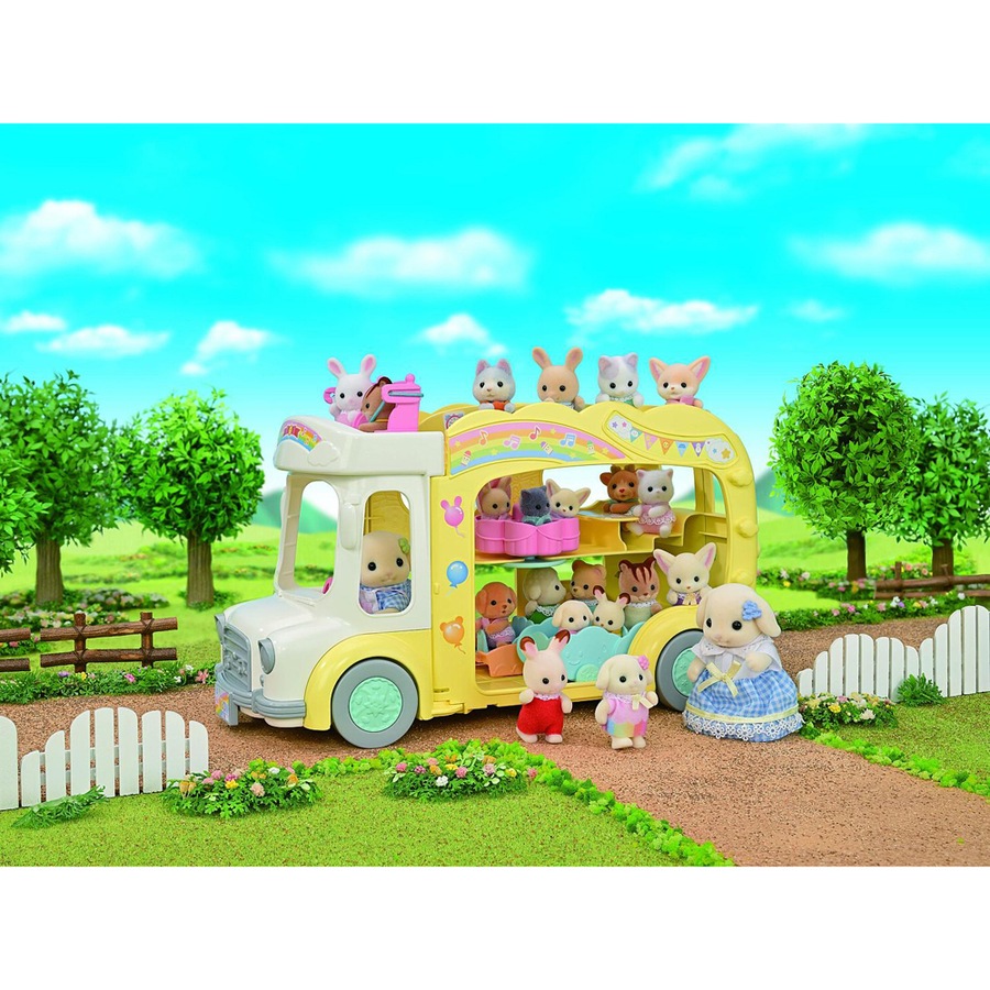 Sylvanian Families Rainbow Fun Nursery Bus Kids Miniature Figure Toy Set 3y+