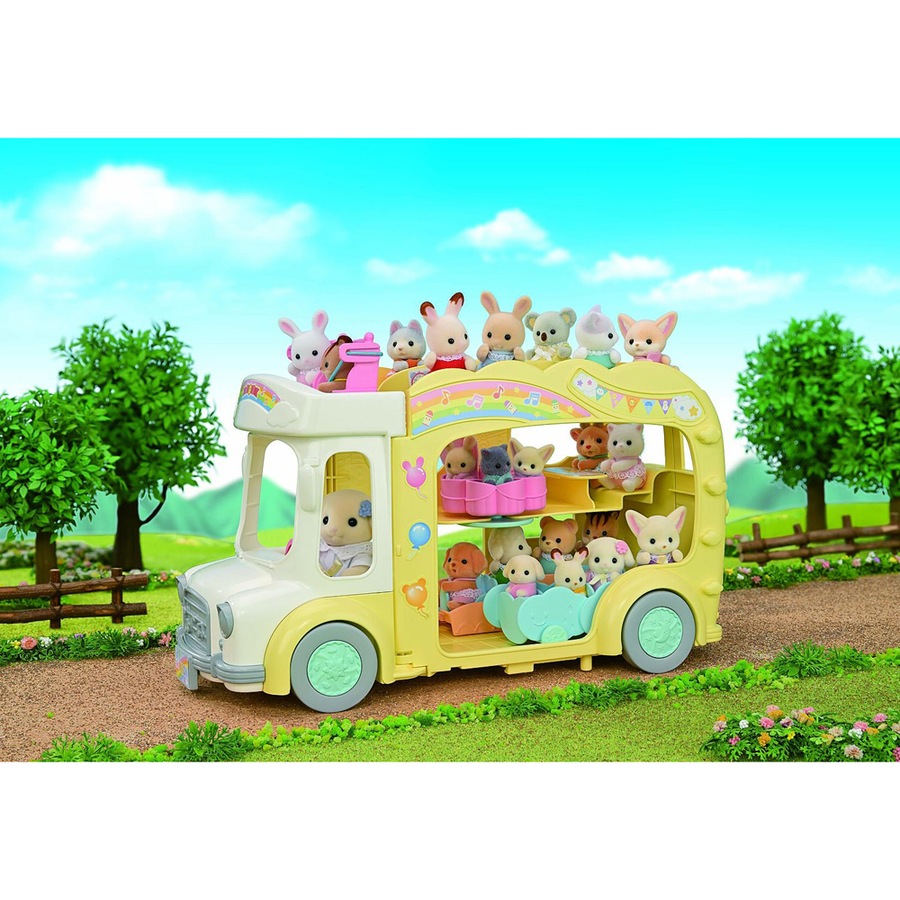 Sylvanian Families Rainbow Fun Nursery Bus Kids Miniature Figure Toy Set 3y+
