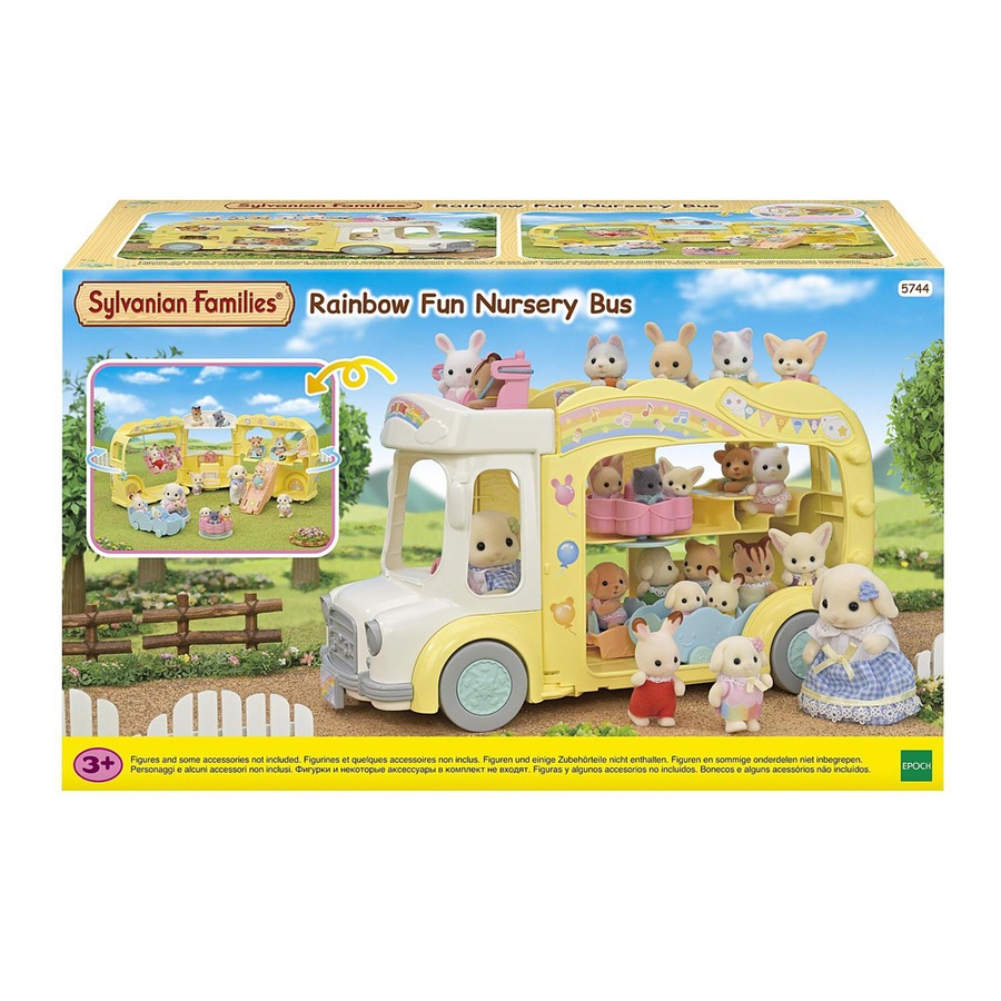 Sylvanian Families Rainbow Fun Nursery Bus Kids Miniature Figure Toy Set 3y+