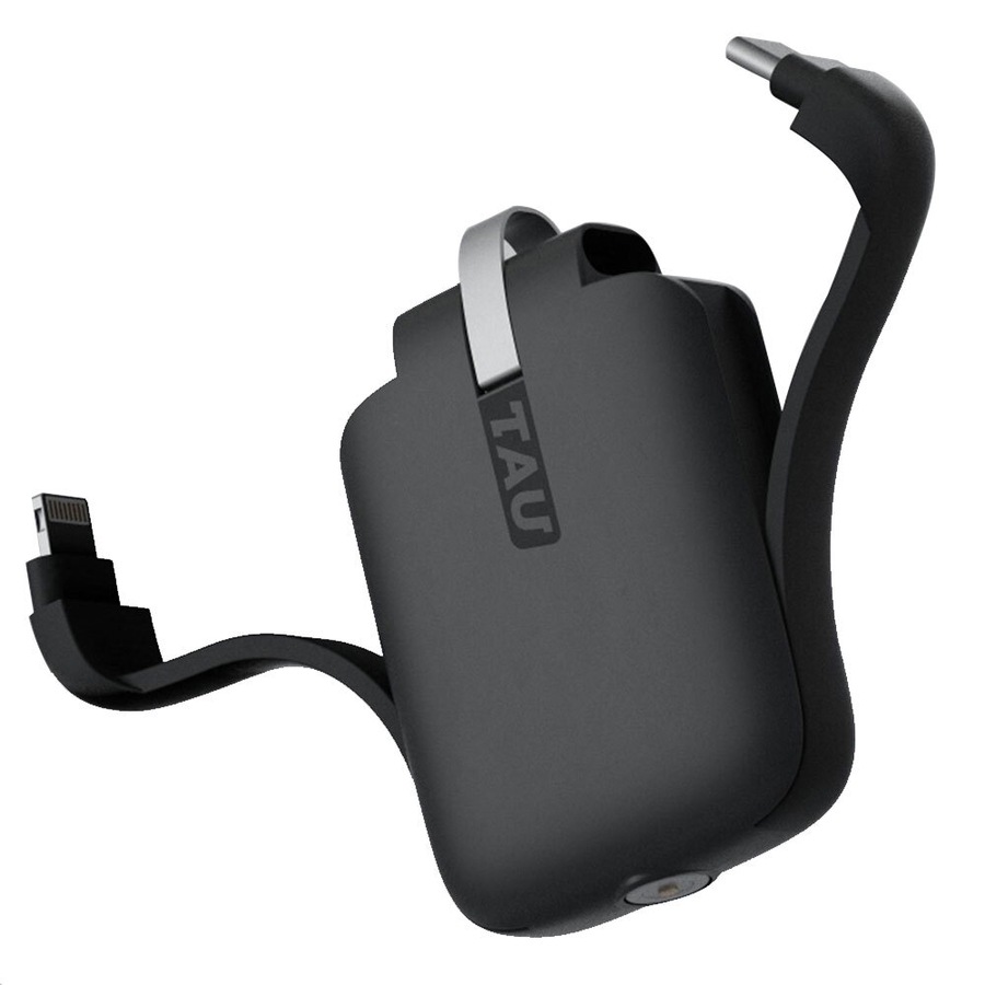 TAU 1400mAh Keychain Powerbank Charger/Lightning/USB-C for iPhone 12/Galaxy BK