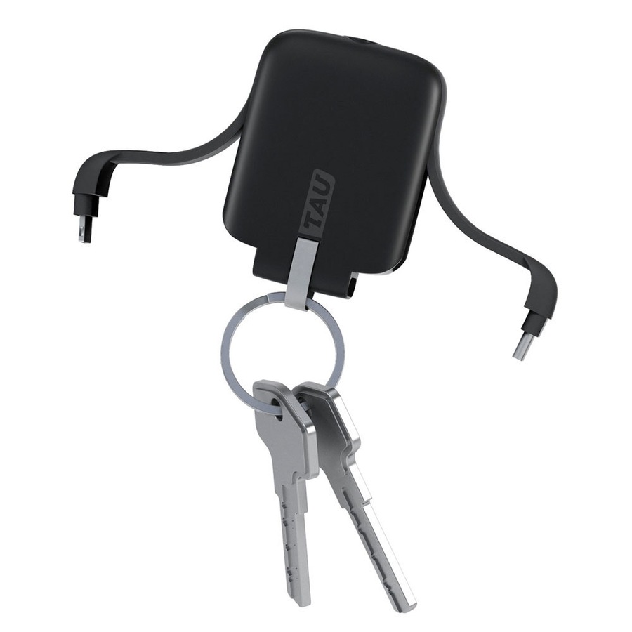 TAU 1400mAh Keychain Powerbank Charger/Lightning/USB-C for iPhone 12/Galaxy BK