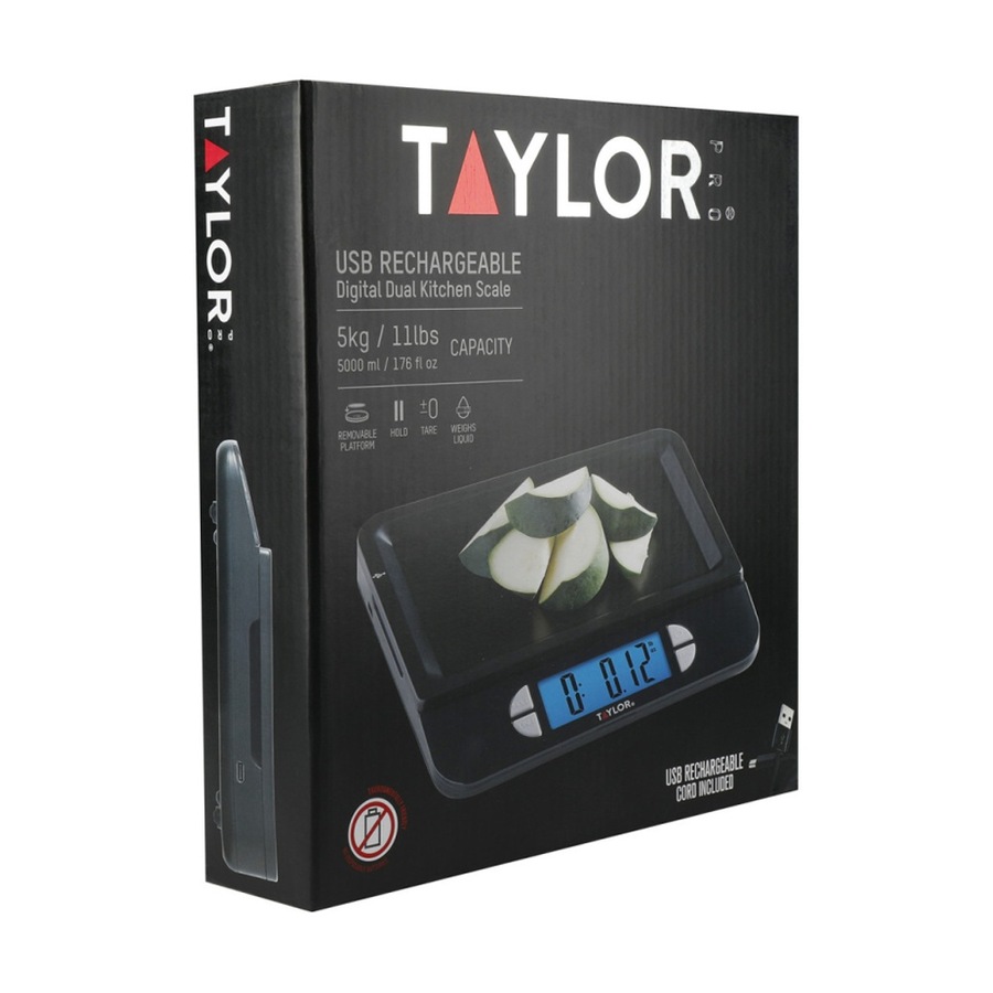 Taylor Pro Accurate Kitchen Scales W/ Tare Function USB-Rechargeable