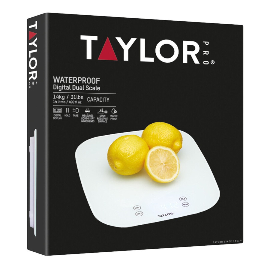 Taylor Pro Glass Waterproof Digital Dual Kitchen Scale Tools/Gadget 14Kg