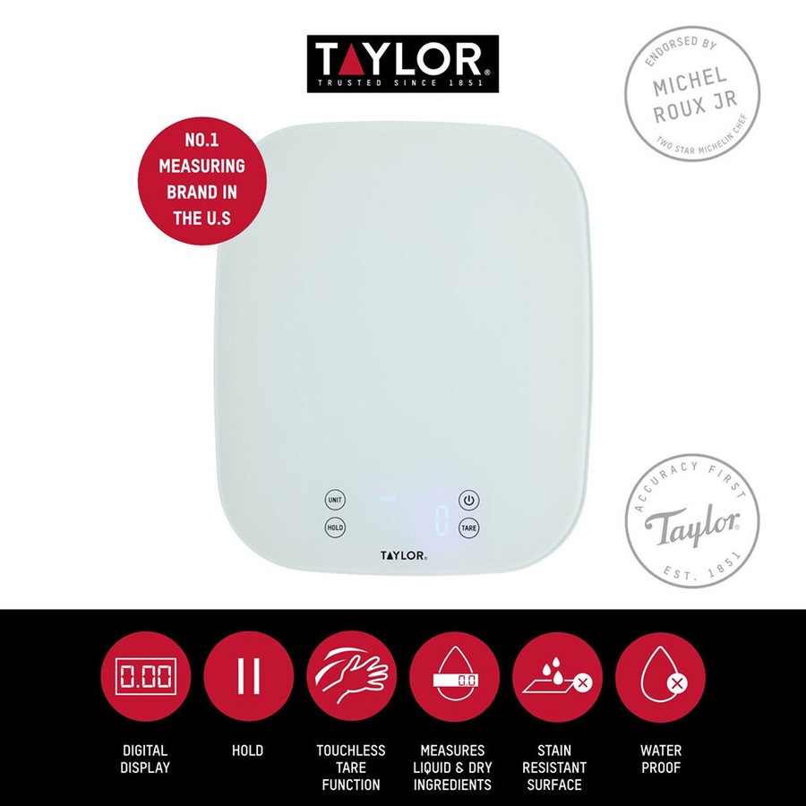 Taylor Pro Glass Waterproof Digital Dual Kitchen Scale Tools/Gadget 14Kg
