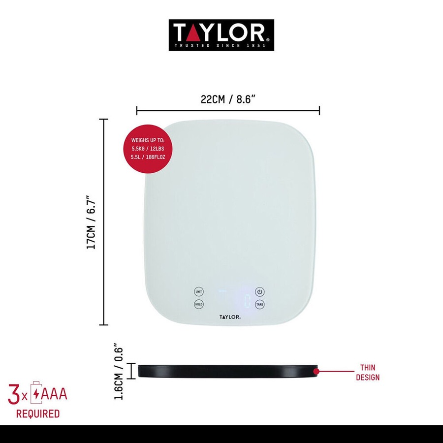 Taylor Pro Glass Waterproof Digital Dual Kitchen Scale Tools/Gadget 14Kg