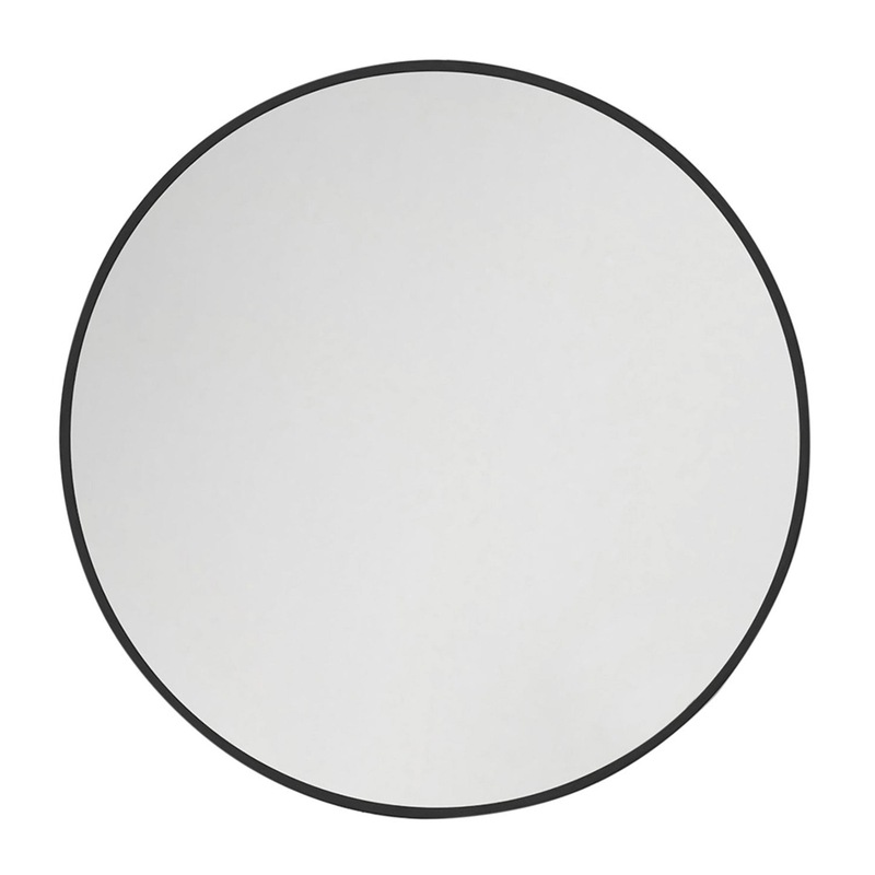 Buy TBC Round 90cm Steel Frame Wall Hanging Mirror Home/Office Decor Matt Black MyDeal