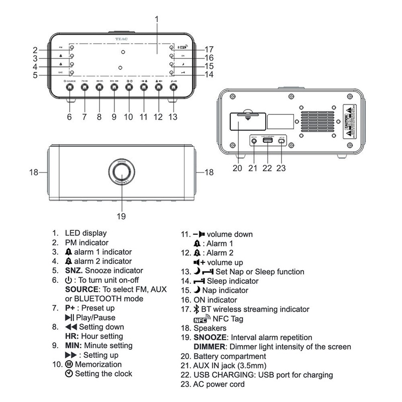 Buy Teac NFC/Bluetooth Wireless Speaker Dual Alarm Clock FM Radio