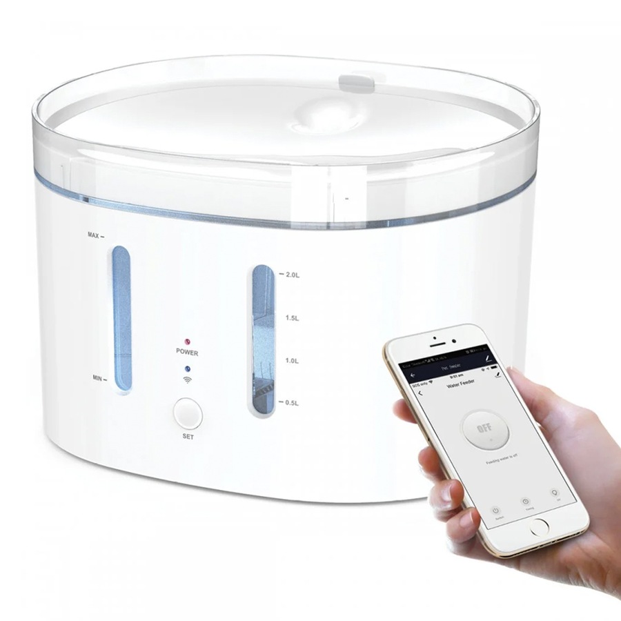 Tech 4 Pets Dog/Cat 2L Smart Water Drinking Fountain w/ UV Light/App Control