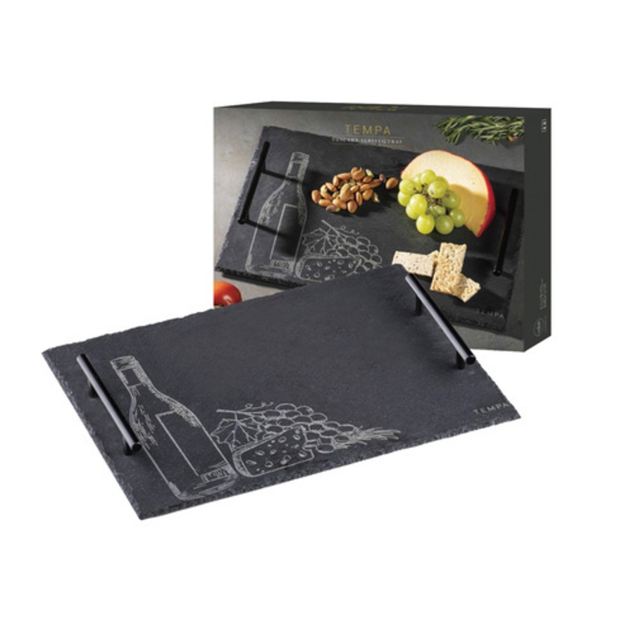 Tempa Tuscany Slate/Metal Food Serving Tray/Board/Platter 38x28x4.2cm BK Kitchen
