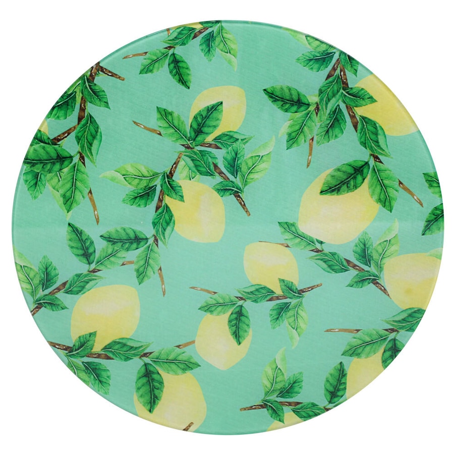 Tempered Glass Tableware 32cm Round Trivet Table Protector/Decor Large Lemon