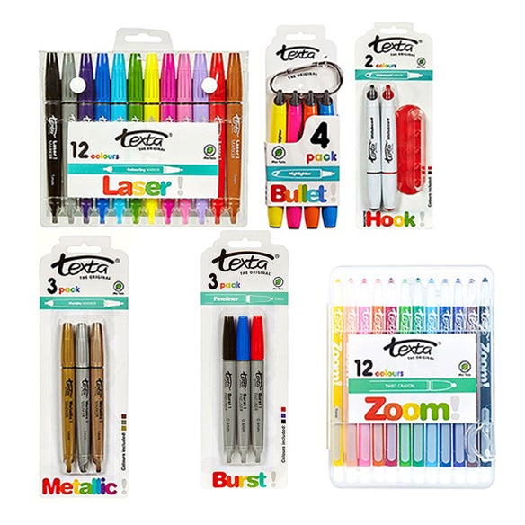 Texta Kids Craft Showbag w/Crayons/Metallic Markers/Fine Line Pens/Highlighters