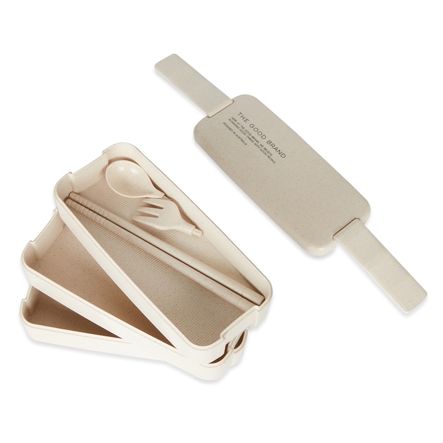 The Good Brand Reusable Wheat Straw Organic Bento/Lunch Box Spoon/Fork Natural