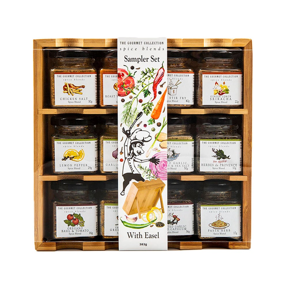 The Gourmet Collection Spice Rack w/ Easel Sampler Set 12 Spices Food/Cooking