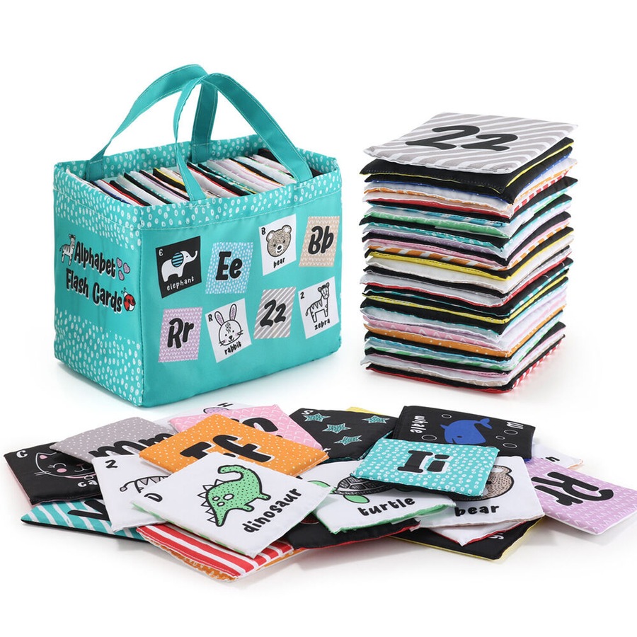 The Peanutshell Baby and Toddler Alphabet Cloth Flash Cards Montessori 0y+