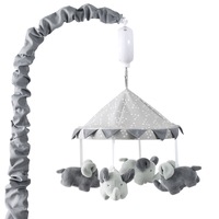 The Peanutshell Little Peanut Grey Elephant Musical Mobile Baby Nursery Decor