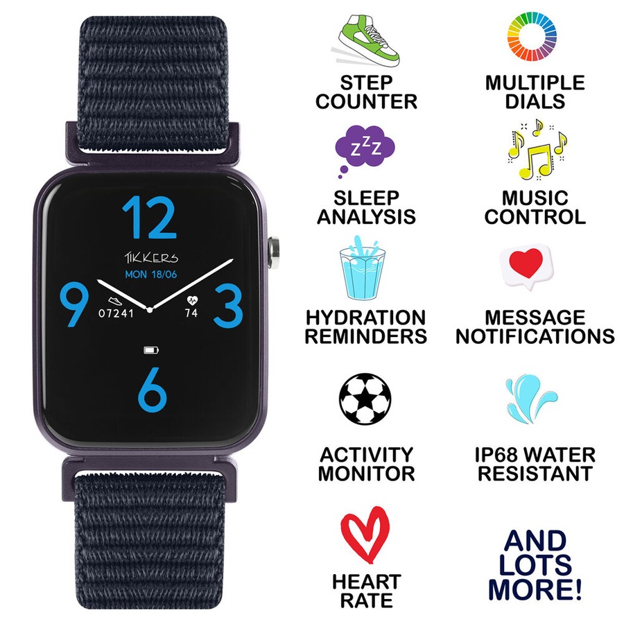 Tikkers Time Series Stylish 13 Smart Watch w/ Adjustable Straps - Navy Blue