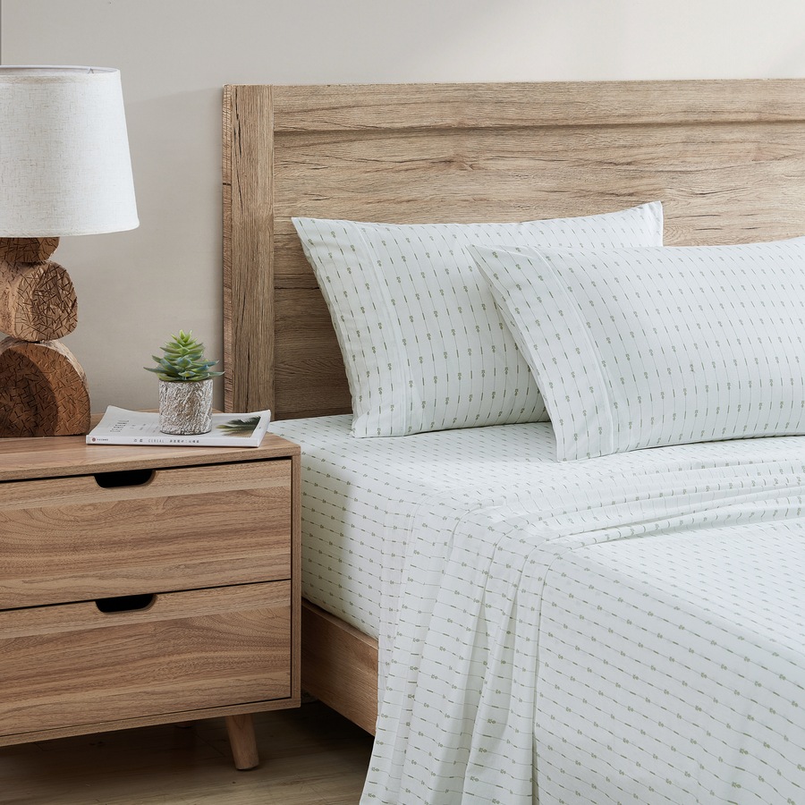 Tommy Bahama Pineapple Stripe Queen Bed Sheet Set w/ 2x Pillowcase Palm Green