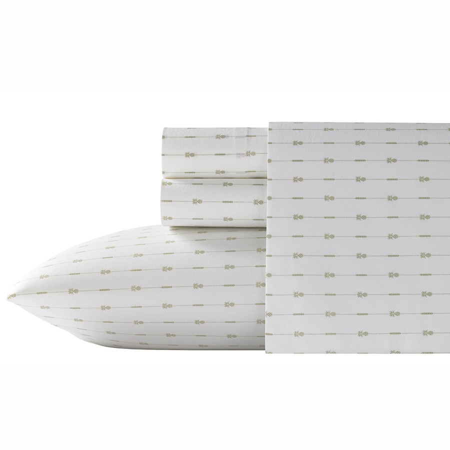 Tommy Bahama Pineapple Stripe Queen Bed Sheet Set w/ 2x Pillowcase Palm Green