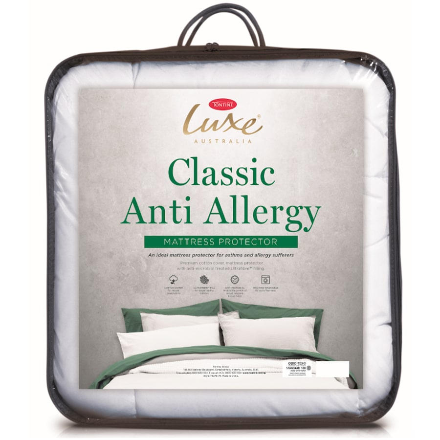 Tontine 153x203cm Luxe Classic Anti Allergy Queen Bed Cotton Mattress Protector