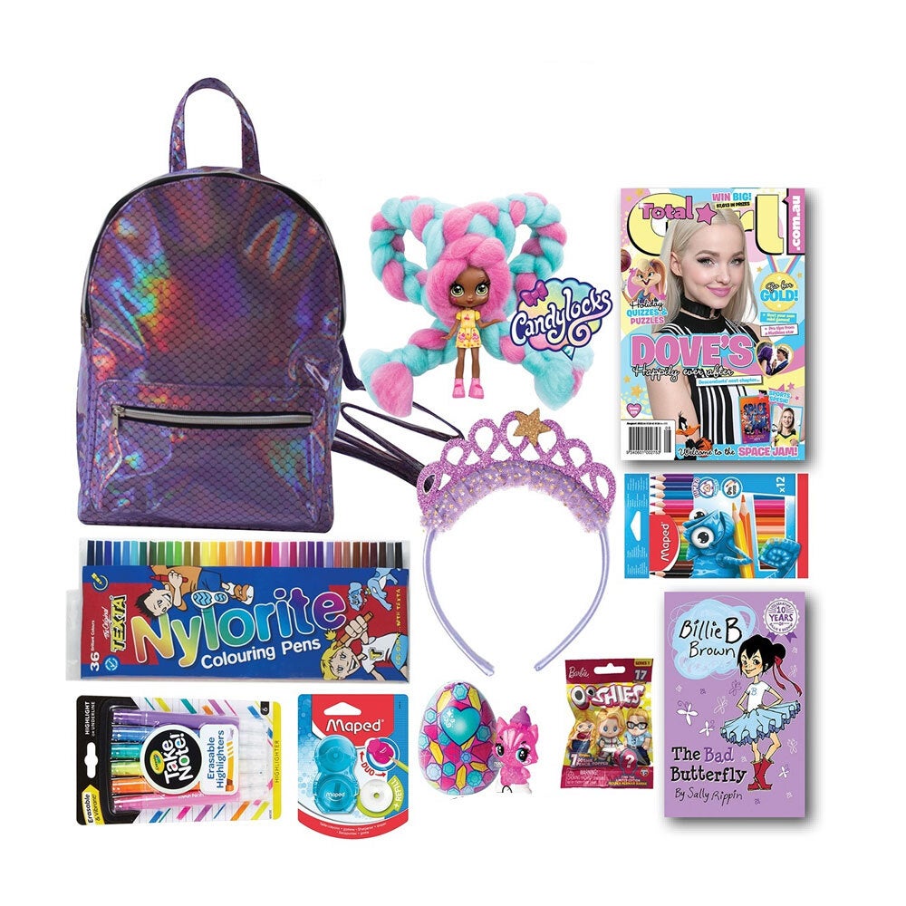 Total Girl Magazine Showbag Hologram Backpack/Headband/Colour Pencils/Sharpener