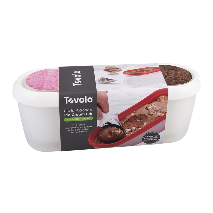 Tovolo Glide-A-Scoop 1.4L Ice Cream Tub w/ Lid Storage Food Container White