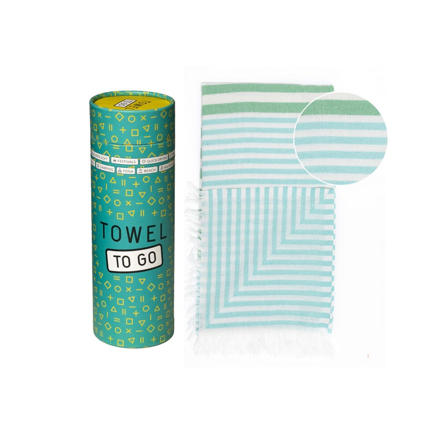Towel To Go 100% Turkish Cotton Bali Hammam Beach Towel 180cm Turquoise/Green