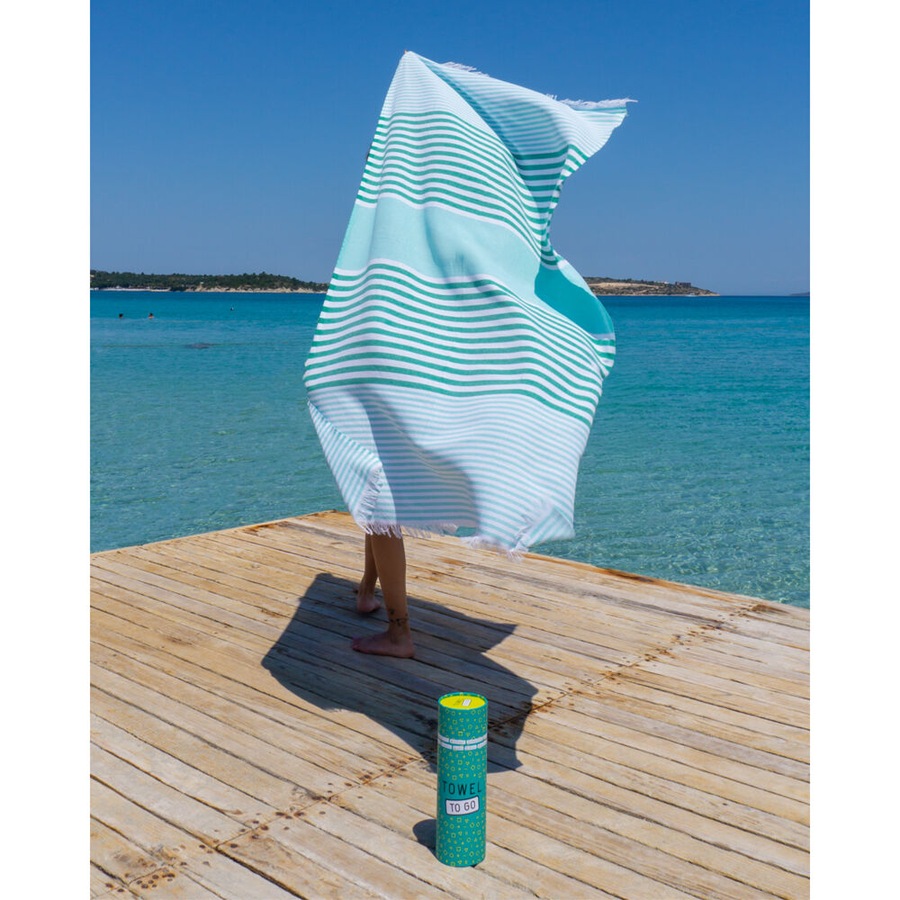 Towel To Go 100% Turkish Cotton Bali Hammam Beach Towel 180cm Turquoise/Green