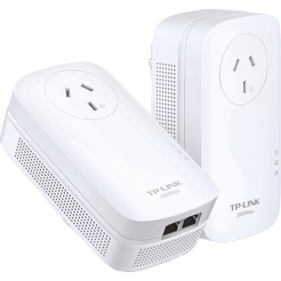 TP Link AV2000 2-Port Gigabit Passthrough Powerline Starter Adapter Kit White