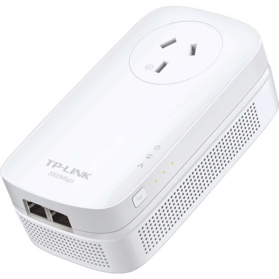 TP Link AV2000 2-Port Gigabit Passthrough Powerline Starter Adapter Kit White