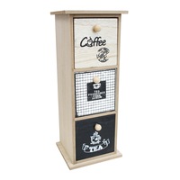 Triple Cafe MDF 31.5cm Drawers Home/Kitchen Decorative Coffee/Teabags Organiser