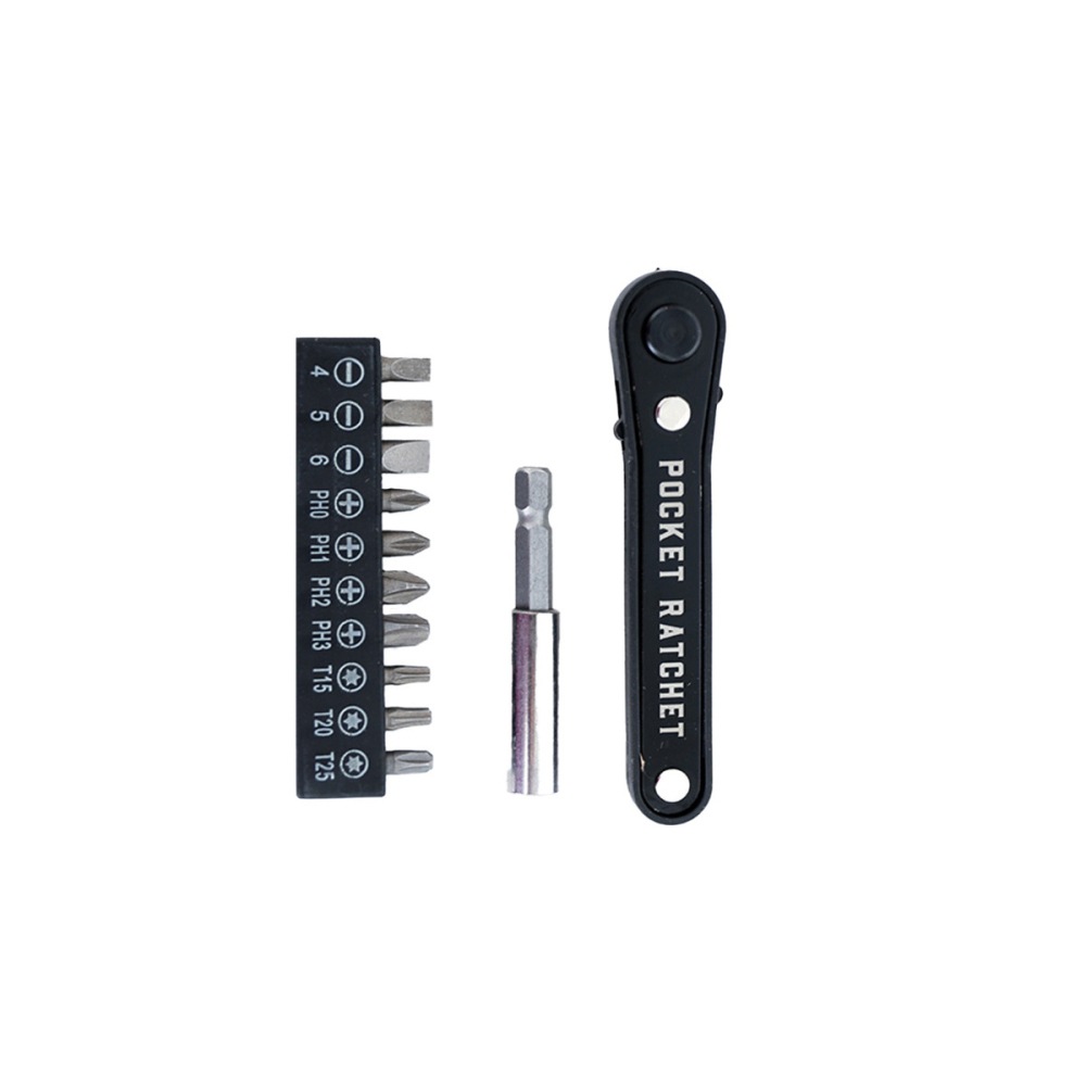 Trixie & Milo S/S Pocket Ratchet w/ 10 Bits/Extender DIY Home Repair Tool
