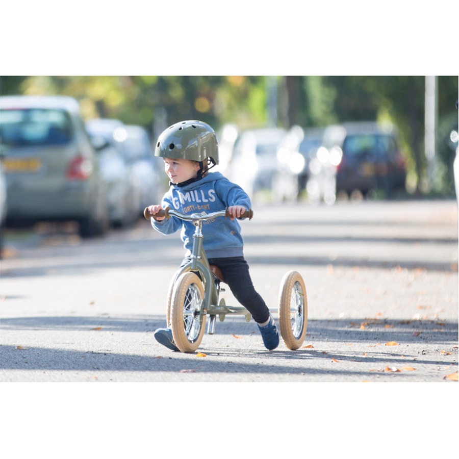 Trybike Vintage 3-Wheel Balance Bike w/Cream Tyres Ride-On Kids/Toddler 18m+ GRN