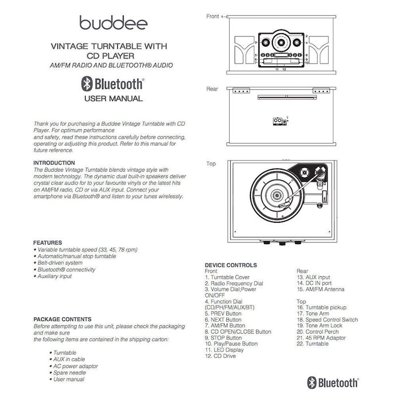 Turntable W Bluetooth Speaker Am Fm Radio And Cd Player Buy Record Players