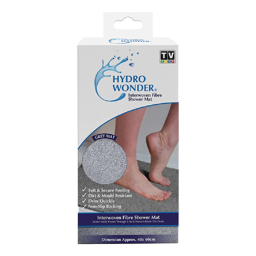 TV Shop Hydro Wonder Super Comfy Shower Mat/Bath Mat Non Slipery Stain Free Grey