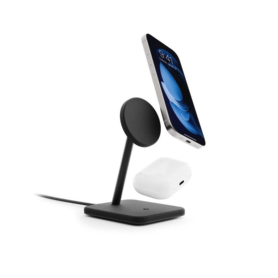 Twelve South HiRise 2 Deluxe 2-in-1 Qi2 Magnetic Wireless Charging Stand Black