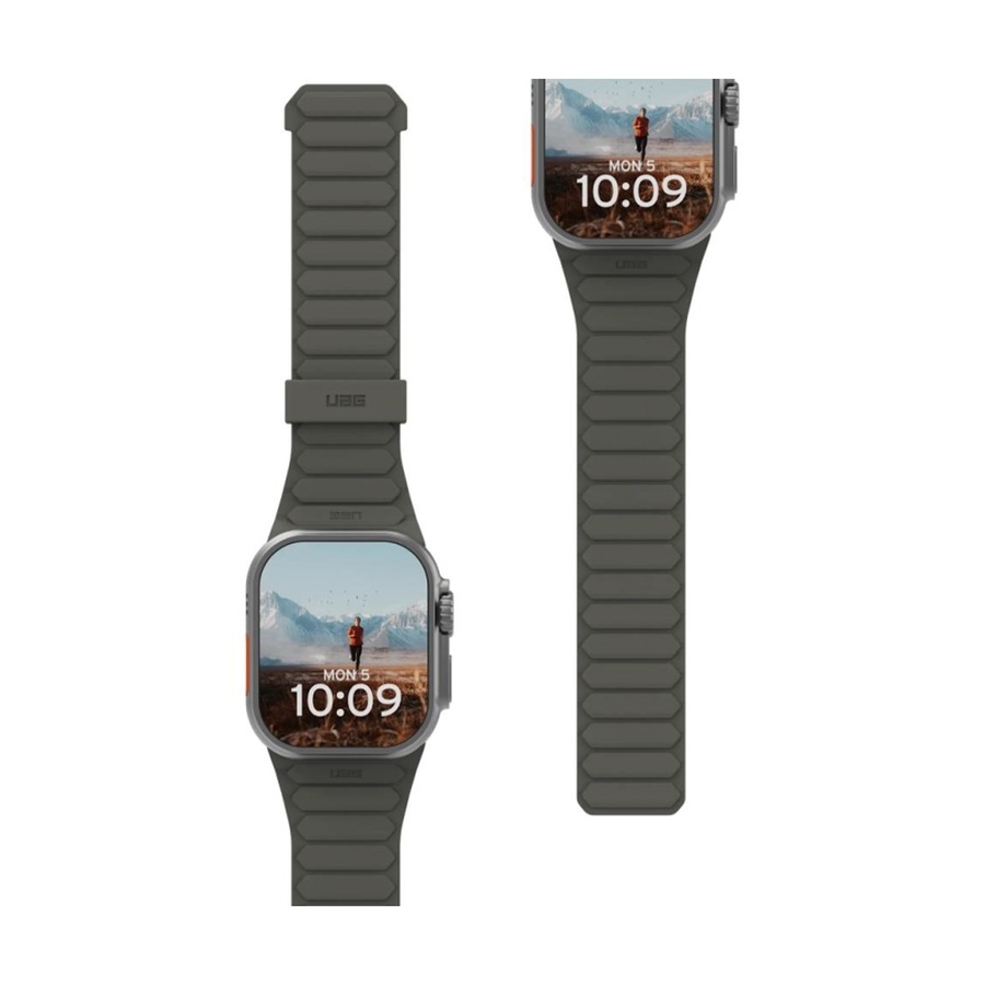 UAG Pathfinder Apple Watch Strap (4446mm/ULTRA) Magnetic Silicone - Olive/Rust