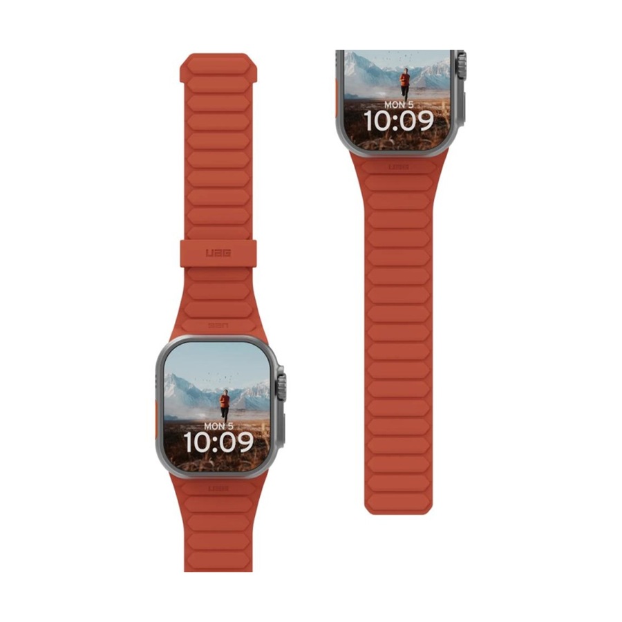 UAG Pathfinder Apple Watch Strap (4446mm/ULTRA) Magnetic Silicone - Olive/Rust