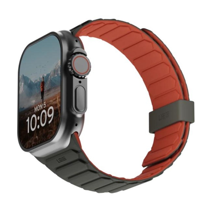UAG Pathfinder Apple Watch Strap (4446mm/ULTRA) Magnetic Silicone - Olive/Rust