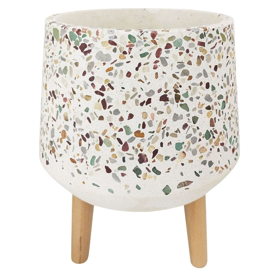 Urban 25cm Terrazzo Planter Home/Garden Decor Plant Pot w/ Legs Green/Mustard