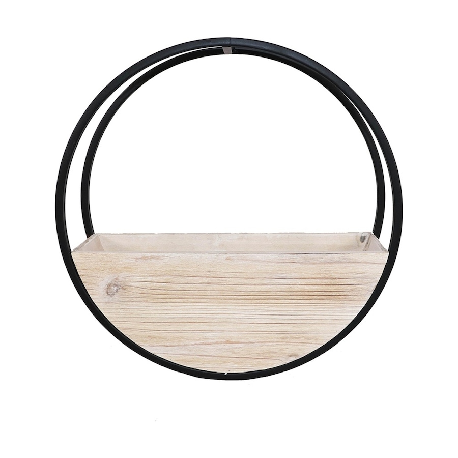 Urban 40cm Circle Wall Wood Planter Garden Plant/Flower Pot Small White Wash