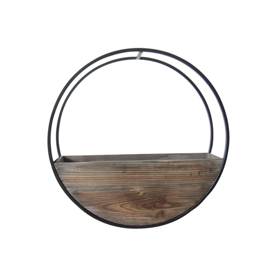 Urban 49cm Circle Wall Wood Planter Garden Decor Plant/Flower Pot Medium Brown
