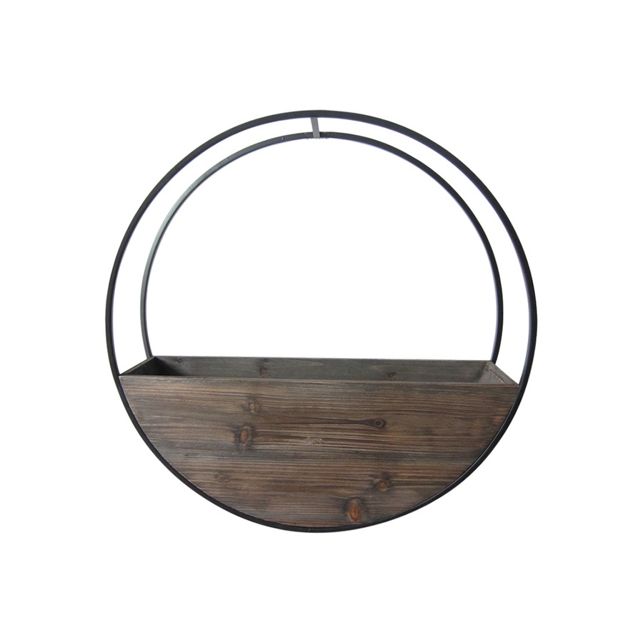 Urban 60cm Circle Wall Wood Planter Garden Decor Plant/Flower Pot Large Brown